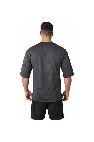 Dark Line Erkek Oversize Çizik Efektli Tshirt Koyu Gri Füme