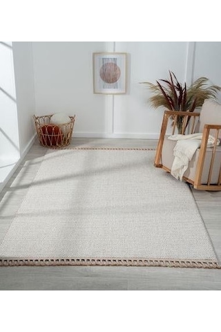 Çam Halı Solo Ef005a Krem Bej İskandinav Tarzı Modern Desen Halı