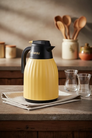 Bernardo Elantra Cam Termos 1 Litre Hardal Sarı