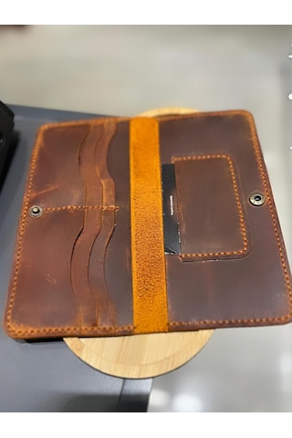 Parla Leather Samira El Yapımı Hakiki Deri Kart Cüzdan Kadın Erkek Taba