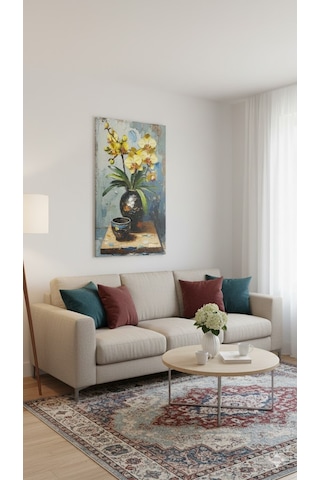 Sarı Orkide Rulo Tuval Üzeri Canvas Baskı Premium Çözünürlük, Çerçevesi