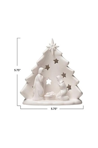 Creative Co-op U X 10,16 Cm G X 13,24 Cm Y Ağaç Ve Kesimli, Beyaz Figürler Ve Heykelcikler, Çoklu Seramik