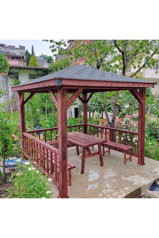 Şen Mobilya Ahşap Kamelya Pergola Ahşap Çardak Kamelya K09 Maun