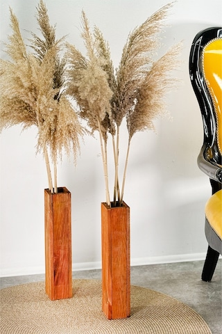 Ahşap Saksı Vazo Dekoratif Kuru Çiçek Vazo 2070