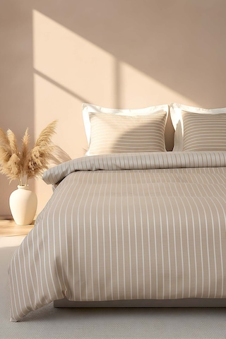 Bamboo Saten Vizon Çift Kişilik Nevresim Takımı 6 Parça Çeyiz Seti Vizon
