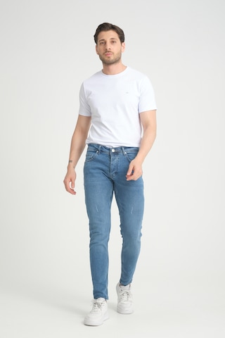 Erkek Skinny Fit Orta Mavi Destroy Skinny Fit Pantolon Orta Mavi