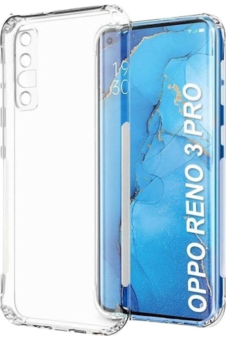 Oppo Reno 3 Pro Uyumlu Şeffaf Silikon Kılıf - Kamera Korumalı Esnek Tam Koruma Kapak