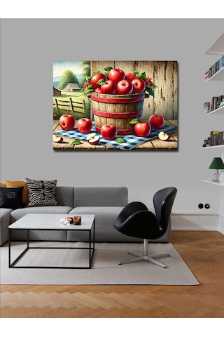 Kanvas Tablo Kırmızı Elma Sepeti 70cmx100cm