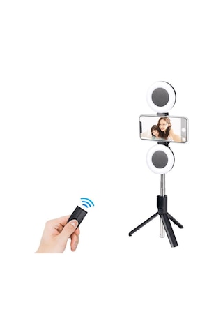 Led Işıklı Fonksiyonel Selfie Çubuğu Tripod + Monopod + Işık