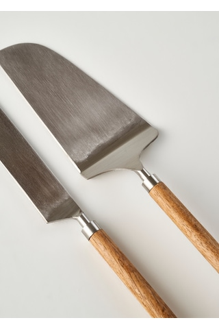 Bella Maison Wooden Kek Servis Seti Naturel Naturel