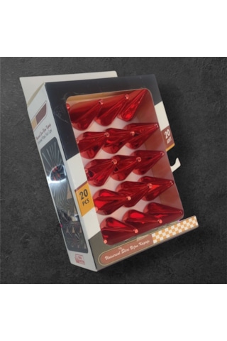 17mm Sivri Parlak Kırmızı Bijon Kapağı 20li Set