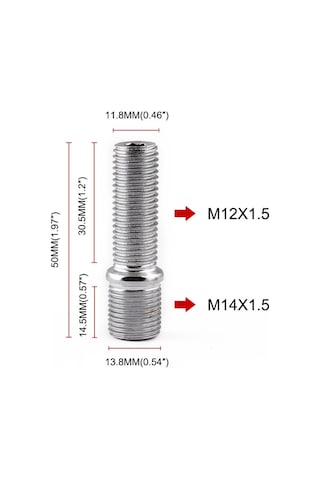 Cbtx 20 Adet 5 Cm Evrensel Araba Modifikasyonu Genişletilmiş Tekerlekler Saplama Dönüşüm M14x1.5 İla M12x1.5 Vida Adaptörü Ln032 Ln033 Ln044