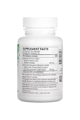 Thorne Berberine Hcl Barberry Extract Phytosome Phospholipid Plus 60 Caps