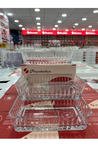 Paşabahçe Frezya 530323 Servis Tabağı 3 Lü şeffaf