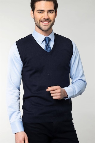 Tudors Slim Fit Dar Kesim V Yaka Kendinden Desenli Erkek Süveter-19144