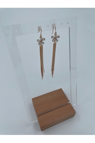 Xbaby Papatya Çiçekli Sıra Taşlı Rose Gold Sallanan Küpe