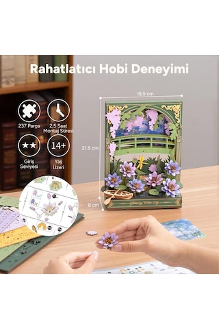 Rowood Th001 Nilüfer Çiçeği Glittering Water Lily Dıy Minyatür Maket Model Seti Ahşap 3d Wooden Puzzle 3d Model Kit Detaylı Dekoratif Hobi Seti Ahşap Maket