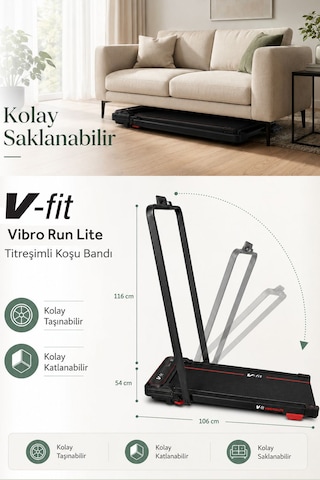 Voit Vibro Run Lite Titreşim Modlu Loop Bant Seti Hediyeli Katlanabilir Koşu Ve Yürüyüş Bandı 8 Km/h Brushless Motor
