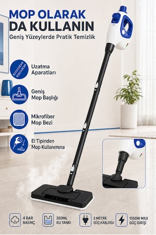 Acura AC-120 1050 W Moplu Buharlı Temizleyici + Mikrofiber Bez