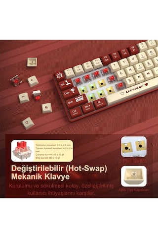 Ak680 Kırmızı Switch Hot-swap Kablolu Mekanik Oyuncu Gaming Klavye