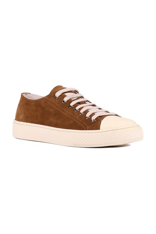 Shoetyle - Taba Hakiki Süet Bağcıklı Erkek Sneaker 666-25-1250 Taba