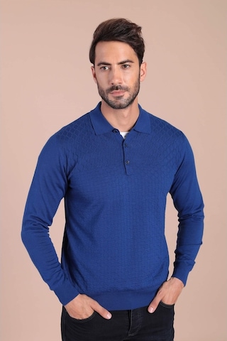 Ferraro Polo Yaka Superfine Yün Kazak - Saks Saks (490432989) Saks