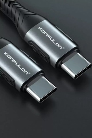 Konfulon Dc43 Type-c To Type-c 1m Örgü 60w Hızlı Şarj Kablo - Yeşil Standart