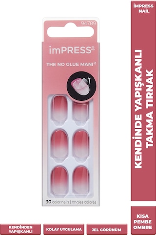 İmpress Color Kendinden Yapışkanlı Takma Tırnak Kısa Ombre Pembe
