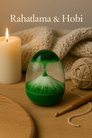 Ofisinize Masaüstü Dekorasyonu Yeşil Kum Saati Volkan Patlaması Efekti Ev Ofis Masa Üstü Hediyelik Dekoratif Obje