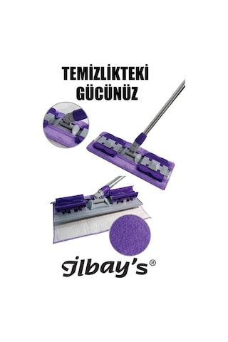 İlbay's Mikrofiber Mandallı Yer Mopu Mor + Yedek Mop