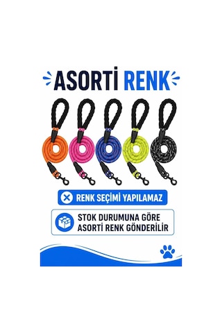 Reflektörlü Köpek Gezdirme Kayışı 150 Cm Dayanıklı Naylon Tasmalı, Yumuşak Saplı, Orta Ve Büyük Irk Köpekler İçin Güvenli Yürüyüş Tasması, Asorti Renk