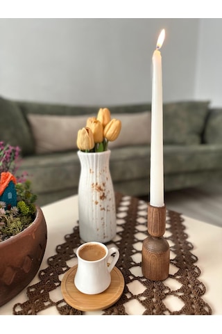 Sammwood Doğal Ahşap Şamdan , Mumluk Tekli Kayın Ağacından