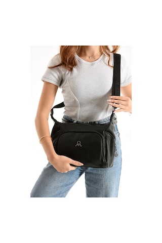 Kadın Postacı Çanta Çapraz Askılı Suni Deri Omuz Çantası 32 22 Cm Mega Günlük Omuz Çantası Siyah