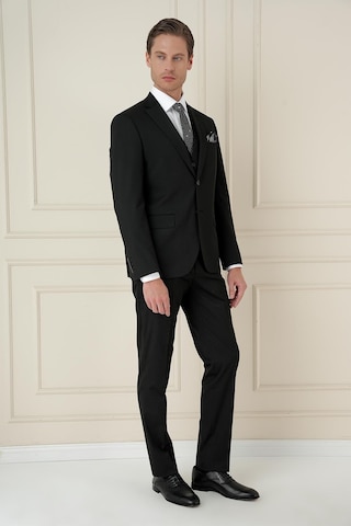 Efor Slim Fit Çift Yırtmaç Düz Siyah Klasik Takım Elbise Tk 913 Siyah