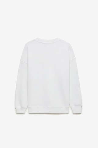 Ethıquet MIMI Kadın Yuvarlak Yaka Regular Beyaz Sweatshirt