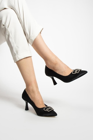 Paris Shoes Paris Siyah Saten Topuklu Ayakkabı A741-siyah Siyah