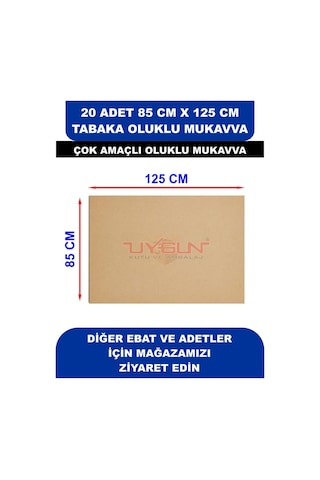 20 Adet 85cm X 125cm Baskısız Tabaka Oluklu Mukavva, Çocuk Etkinlik Kartonu, Maket Kartonu, Kargo Kartonu