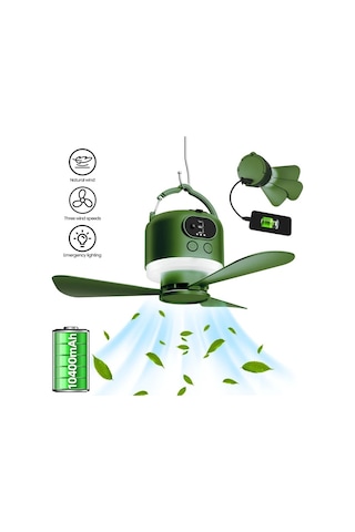 Chuangyinshop Beyaz 10400mah Tasinabilir Kamp Fani Led Isikli Usb Sarj Edilebilir 10 20 M S Ruzgar Hizi Type C Baglanti Acil Aydinlatma Cadir Ve Acik Hava Icin Beyaz