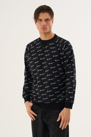 Alexandergardi Baskılı Bisiklet Yaka Sweatshirt Siyah