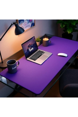 Mouse Pad Mor Masa Matı 140x80cm Suni Deri Desk Mat Şık Tasarım