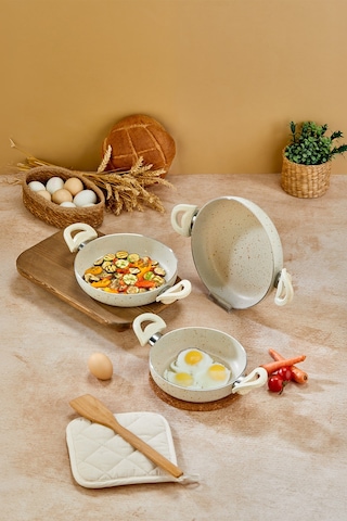 Polochef Classico Granit Sahan Set Krem 18-20-22 Cm 3 Parça Bakalit Sap Krem Polochef Classico Granit Sahan Set Krem 18-20-22 Cm 3 Parça Bakalit Sap Krem