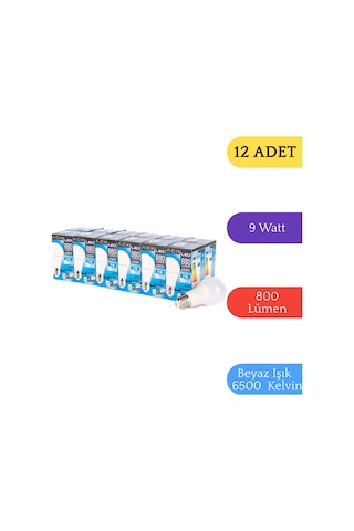 ACK 9 W Led A60 Ampul - Beyaz 6500K - E27 - 12 Adet - AA13-00923