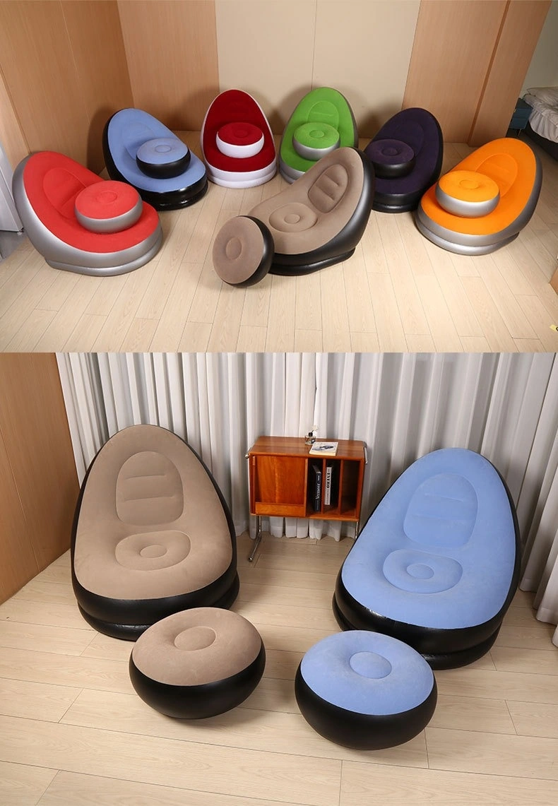 Açık Hava Şişme Lazım Koltuk Ayaklı Set Katlanır Peluş Pvc Salon Şezlong Seti Kahverengi 116 98 83cm 1,5kg Kahverengi