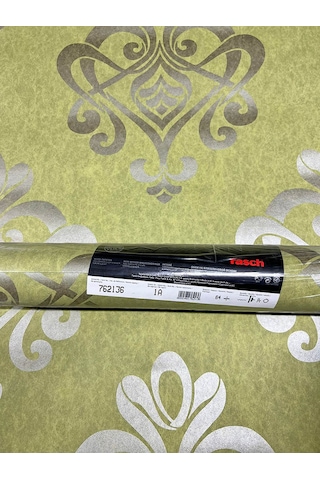 Yeşil Damaks Desen Dokulu Ucuz Duvar Kağıdı 762136 Çok Renkli