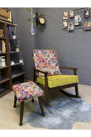 Asedia Asedia Iskandinav Kestane Ceviz Sarı Retro Sallanan Bahçe Koltuğu Sarı