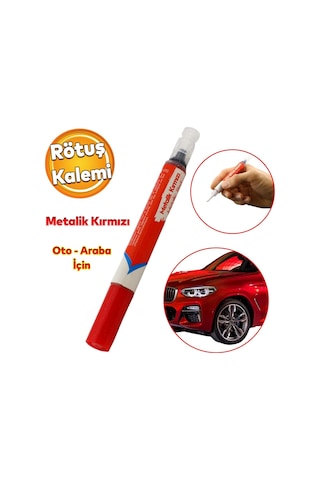Badem10 Oto Rötuş Kalemi 5 Ml Araç Kaporta Tampon Çizik Giderici Fırça Yenileme Metalik Kırmızı Renk Boya