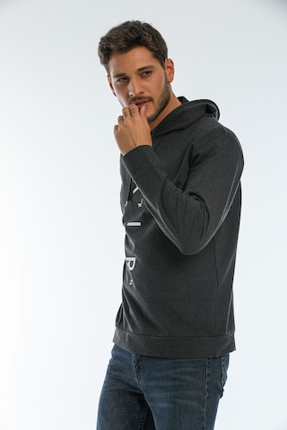 Süperlife Erkek Kapşonlu Regular Fit Air Baskılı İnce Sweatshirt Spr22sw162 Antrasit