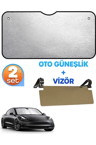 2li Set Vizör + Oto Güneşlik Araba Ön Cam Güneşlik Cam Gölgeliği + Güneş Vizörü
