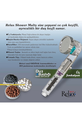 3 Fonksiyonlu Start-Stoplu Mineral Taşlı Tasarruflu Duş Başlığı Diğer
