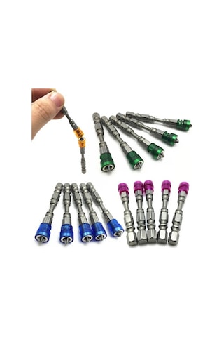 Sarı 5 Adet Ph2 Manyetik Tornavida Bit Kaymaz S2 Çelik Elektrikli Tornavida Seti 1/4 "hex Shank Tek Kafa Elektrikli El Aletleri 6671